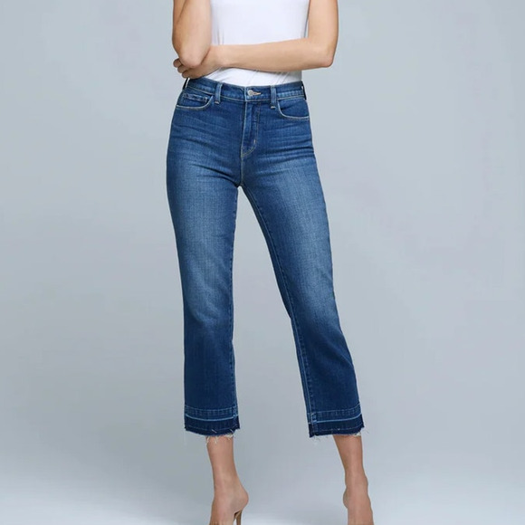 L'AGENCE Harris High Rise Cropped Straight Jean in Talledega 25 $290 - Picture 1 of 8